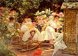 Ladies In A Garden by Jose Villegas y Cordero